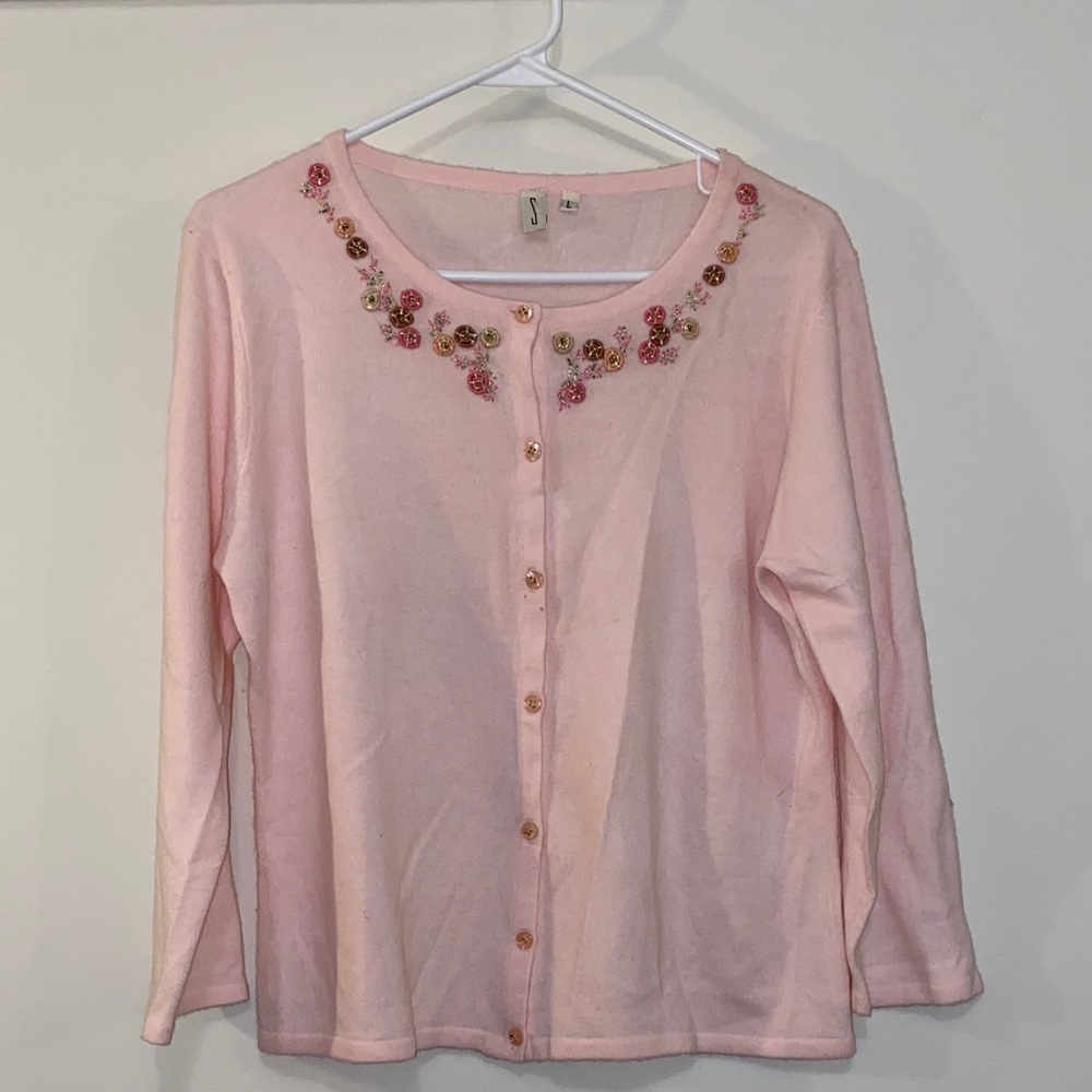 Beaded Pink Cardigan
